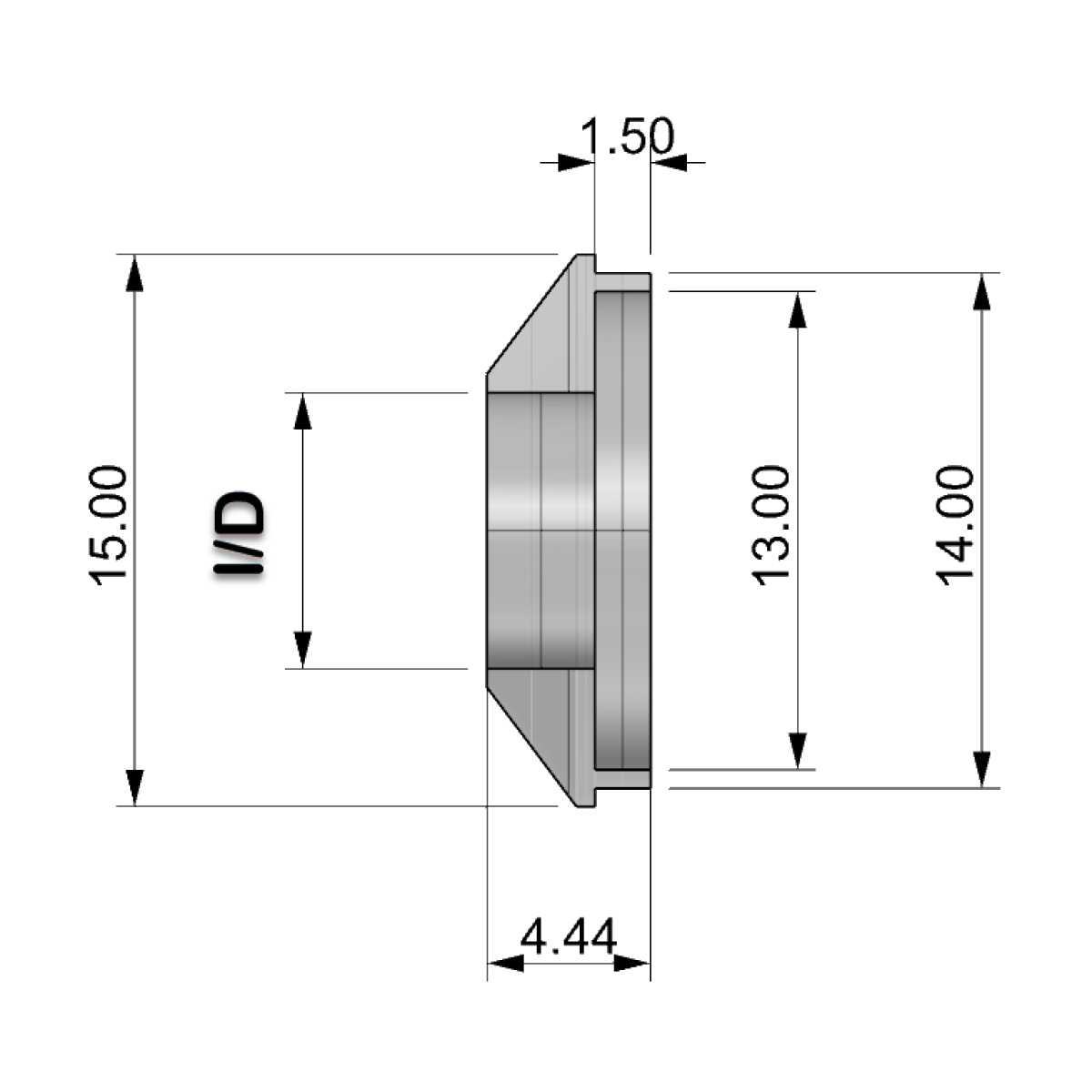 D15-14FR-3 - Декоративний відінг для дизайну торця карбонової труби 15 мм.