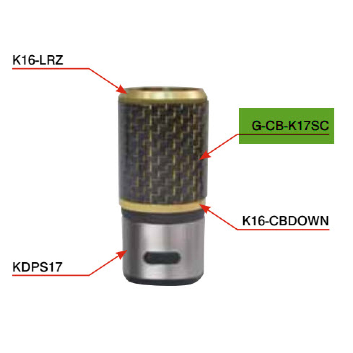 Кольорова карбонова трубка 22.3 х 24.3 мм. для оформлення гайок KDPS17, KSKSS16/ASH