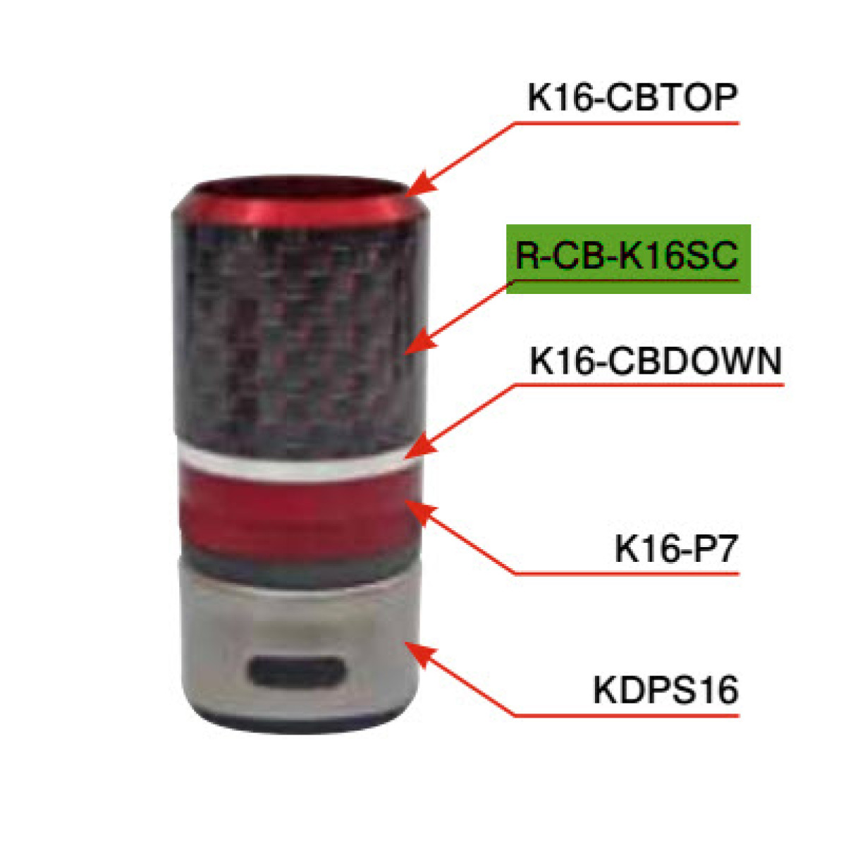 Кольорова карбонова трубка 22.3 х 24.3 мм. для оформлення гайок KDPS17, KSKSS16/ASH